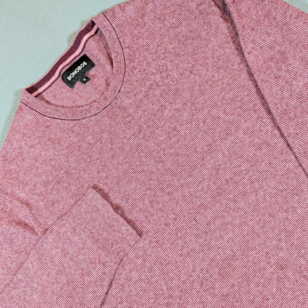 BONOBOS Mens Cashmere Blend Sweater Heathered Pink Crew Neck Long Sleeve‎ XL